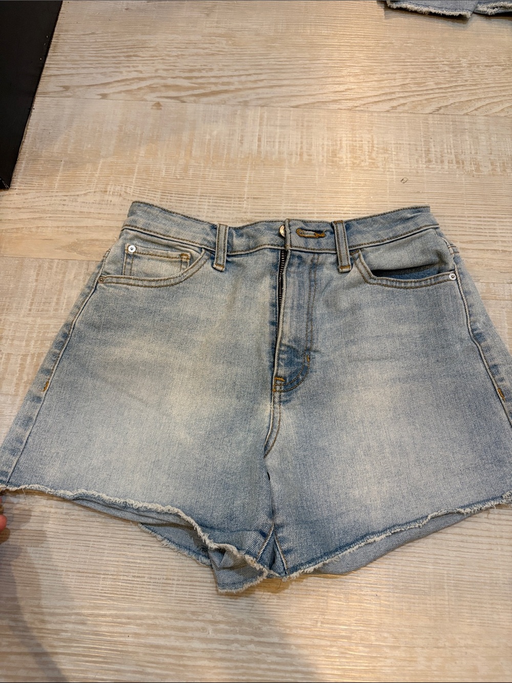 Guess Light Blue High-Rise Denim Shorts
